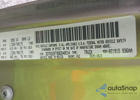 2009 Dodge Ram 2500 Sxt/Slt из США, поврежденный, VIN 3D7KS29T89G540514